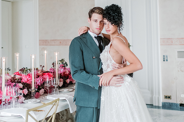 Modern chic wedding inspiration in Sorrento with gorgeous pink florals
