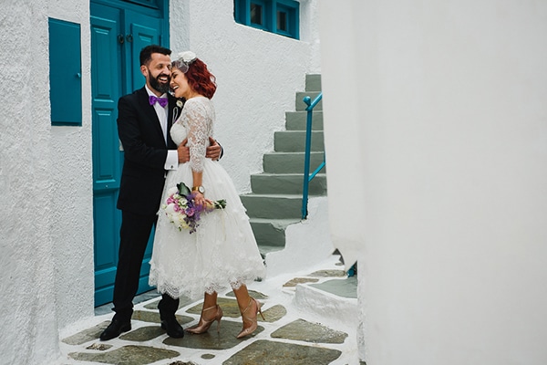 Romantic spring wedding in Ios with white and purple hues | Stavroula & Sofianos